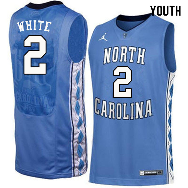 Youth #2 Coby White North Carolina Tar Heels College Basketball Jerseys Sale-Blue